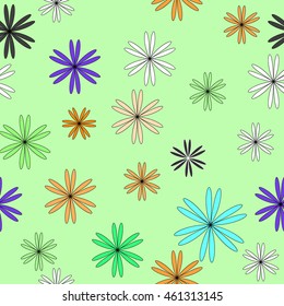 Flower color chaotic seamless pattern. Fashion graphic background design. Modern stylish abstract texture. Colorful template for prints, textiles, wrapping, wallpaper, website etc. VECTOR illustration