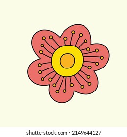Icono de color de flor con diseño de vector de contorno 