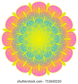 Flower color Mandala. Vintage decorative element. Oriental pattern, vector illustration