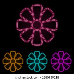 Blumenfarben Neonset. Einfache dünne Linie, Umrissvektor von Web-Icons für i und ux, Website oder mobile Anwendung