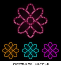 flower color neon set. Simple thin line, outline vector of web icons for ui and ux, website or mobile application