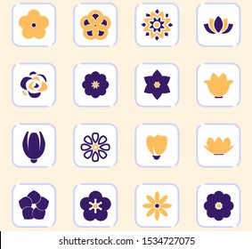 Flower color vector icons for user interface design