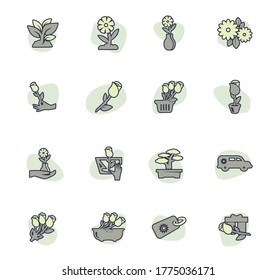 Flower color vector icons for user interface design