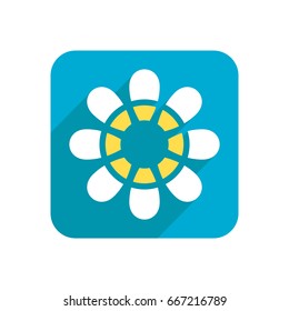 Flower, colored flat icon on a white background for design, logo. Vector illustration
