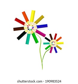 Flower of colored pencils. Vector 