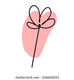 Flower with colorful brush in flat doodle cartoon style. Vector illustration isolated on white background.