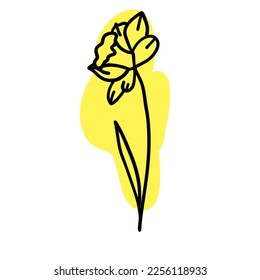 Flower with colorful brush in flat doodle cartoon style. Vector illustration isolated on white background.