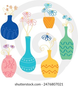 Flower in colorful decorative pot objects