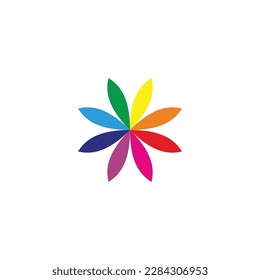 Flower, colorful geometric symbol simple logo vector