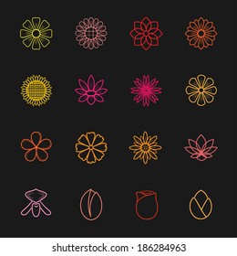 Flower colorful Icons Vector