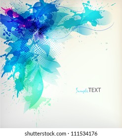  flower in  colorful ink splattered background. Vector design