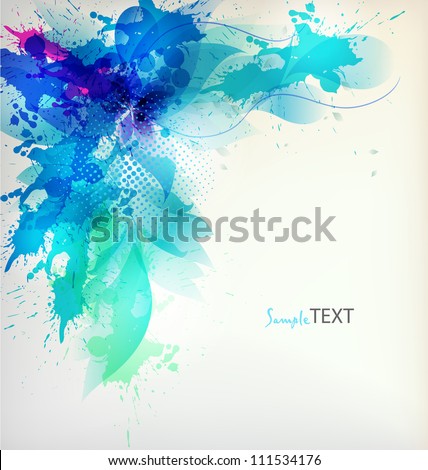  flower in  colorful ink splattered background. Vector design
