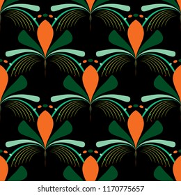 Flower colorful ornament decorative seamless pattern vector tile