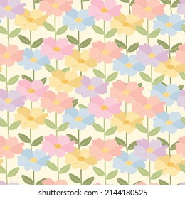 flor colorido y sin costura patrón lindo. Para fondo, papel de envoltura, tela, papel pintado. impresiones de moda. Impresión con fondo Pastel de estilo dibujado a mano.