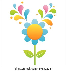 flower with colorful splash