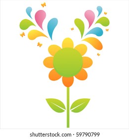 flower with colorful splash