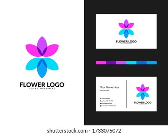 flower colorfull logo design and business card