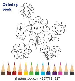 flower coloring book design illustration 