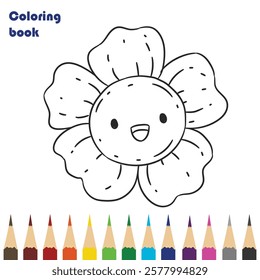 flower coloring book design illustration 