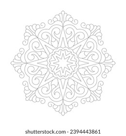 Flower Coloring book easy Mandala design page vector file