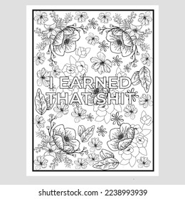 Flower Coloring Book Page Design Vector Art Illustration