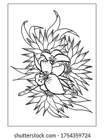 flower coloring book pages design . doodle coloring book .art pages book . 