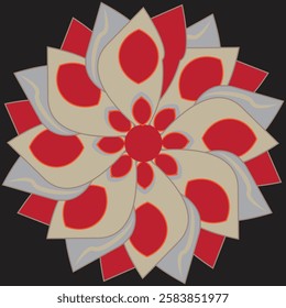 Flower coloring mandala art isolate on black background, Mandala design, Vector arts