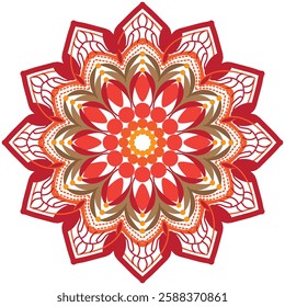 Flower coloring mandala art isolated on white background. Vector illustration