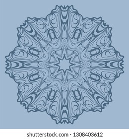Flower Coloring Mandala. Decorative Elements. Vector Illustration. Oriental Pattern, Indian, Moroccan, Mystic, Ottoman Motifs. Blue pastel color.