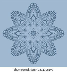 Flower Coloring Mandala. Decorative Elements. Vector Illustration. Oriental Pattern, Indian, Moroccan, Mystic, Ottoman Motifs. Blue pastel color.