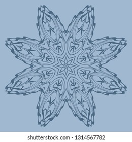 Flower Coloring Mandala. Decorative Elements. Vector Illustration. Oriental Pattern, Indian, Moroccan, Mystic, Ottoman Motifs. Blue pastel color.
