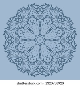 Flower Coloring Mandala. Decorative Elements. Vector Illustration. Oriental Pattern, Indian, Moroccan, Mystic, Ottoman Motifs. Blue pastel color.