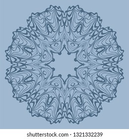 Flower Coloring Mandala. Decorative Elements. Vector Illustration. Oriental Pattern, Indian, Moroccan, Mystic, Ottoman Motifs. Blue pastel color.