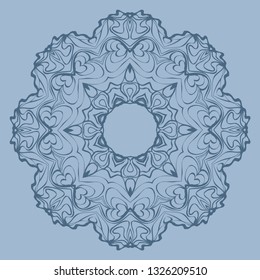 Flower Coloring Mandala. Decorative Elements. Vector Illustration. Oriental Pattern, Indian, Moroccan, Mystic, Ottoman Motifs. Blue pastel color.