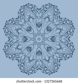 Flower Coloring Mandala. Decorative Elements. Vector Illustration. Oriental Pattern, Indian, Moroccan, Mystic, Ottoman Motifs. Blue pastel color.