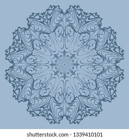Flower Coloring Mandala. Decorative Elements. Vector Illustration. Oriental Pattern, Indian, Moroccan, Mystic, Ottoman Motifs. Blue pastel color.