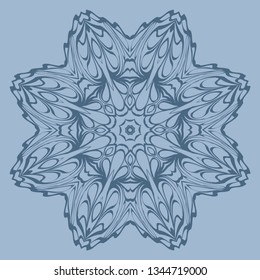 Flower Coloring Mandala. Decorative Elements. Vector Illustration. Oriental Pattern, Indian, Moroccan, Mystic, Ottoman Motifs. Blue pastel color.