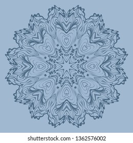 Flower Coloring Mandala. Decorative Elements. Vector Illustration. Oriental Pattern, Indian, Moroccan, Mystic, Ottoman Motifs. Blue pastel color.