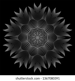 Flower Coloring Mandala. Decorative Elements. Oriental Pattern, Vector Illustration. Indian, Moroccan, Mystic, Ottoman Motifs. Black white grey color.