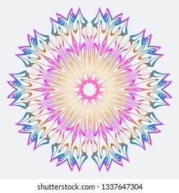 Flower Coloring Mandala. Decorative Vector Elements. Oriental Pattern. Indian, Moroccan, Mystic, Ottoman Motifs. Anti-Stress Therapy Pattern. Rainbow color.