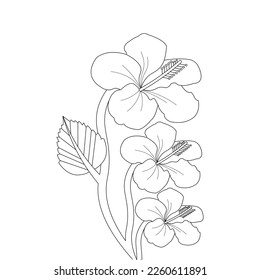 Flower Coloring Page And Book illustration Line Art Hand Drawn Of Beautiful Flower Black And White Vector
