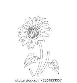 Flower Coloring Page And Book Line Art Illustration Vector