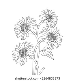 Flower Coloring Page And Book Line Art Illustration Vector