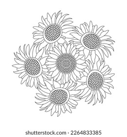 Flower Coloring Page And Book Line Art Illustration Vector