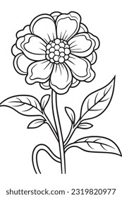 flower coloring page book outline