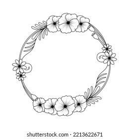 flower coloring page hand drawing line art of black flower with decorative design for print. simplicity artistic drawn with blossom flower on isolated background. meadow wild flower vector design.