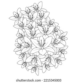 flor coloreado página de dibujo de la línea de la mano de la flor negra con diseño decorativo para impresión. simplicidad artística dibujada con flor de flores en un fondo aislado. diseño de vectores de flores silvestres de pradera.