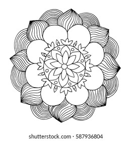 Flower coloring page. Hand drawn doodle. Sketch for colouring page, tattoo, poster, print, t-shirt
