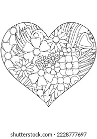 flower coloring page and Heart-Coloring-Pages for adults and kids.