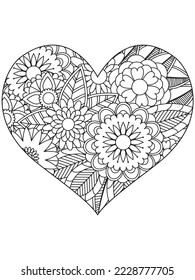 flower coloring page and Heart-Coloring-Pages for adults and kids.